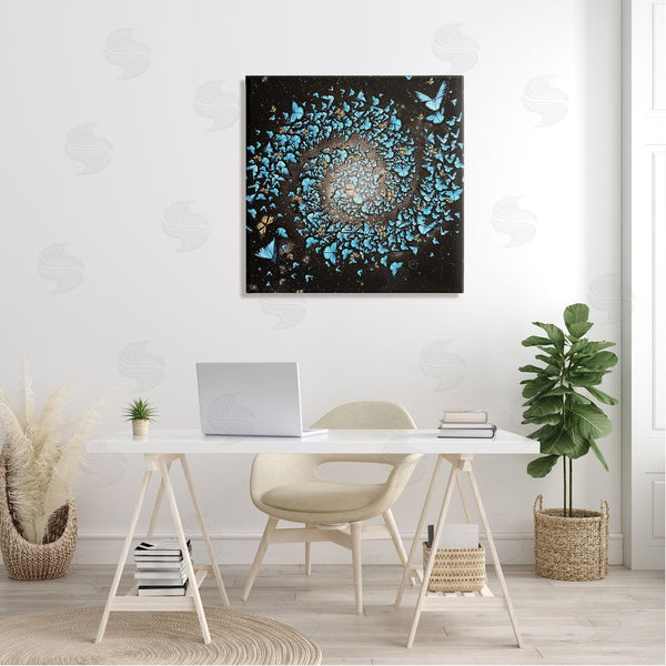 Stupell Industries Paula Belle Flores | Wild Butterflies Flying Vivid Blue Spiral Shape Wall Art