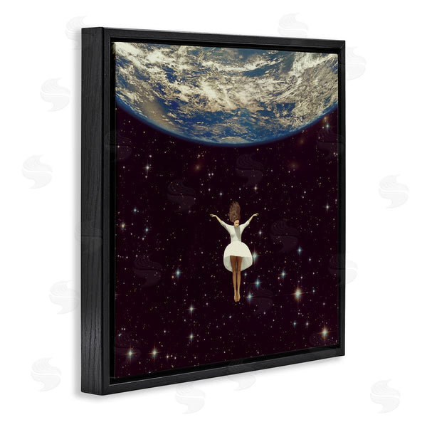 Stupell Industries Paula Belle Flores | Woman Falling Through Space White Dress Earth Wall Art