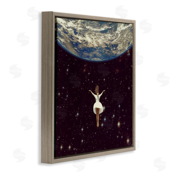 Stupell Industries Paula Belle Flores | Woman Falling Through Space White Dress Earth Wall Art