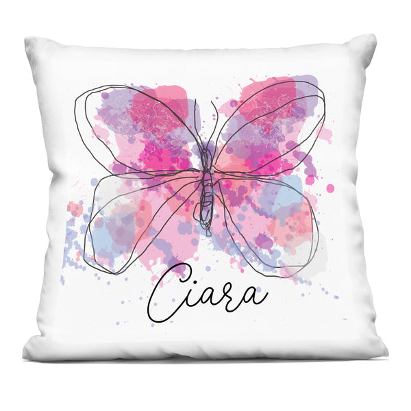 stupell industries Personalized "Abstract Pink Butterfly" Throw Pillow with Custom Name by Irena Orlov