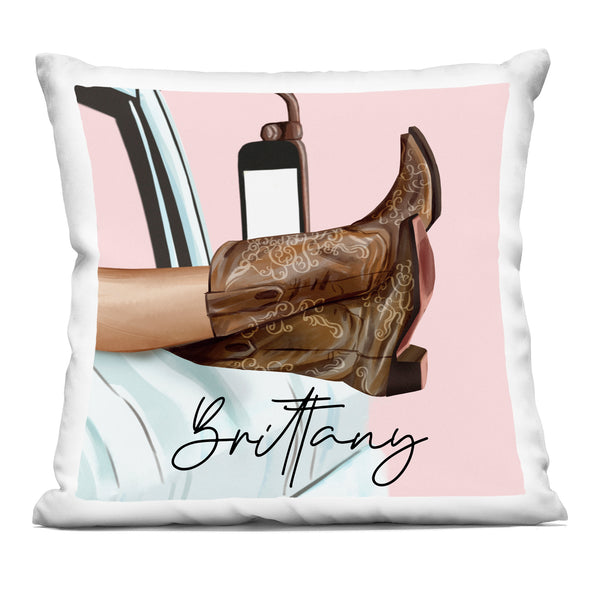 stupell industries Personalized "Cowgirl Boots and Truck" Throw Pillow with Custom Name by Ziwei Li