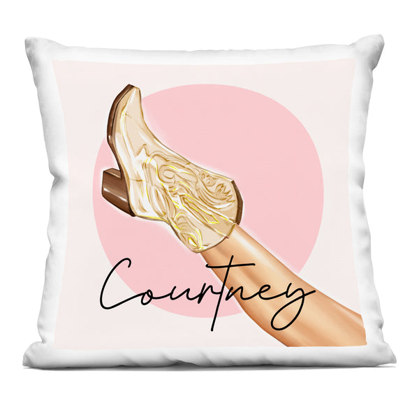 stupell industries Personalized "Cowgirl Boots Pointed Toe" Throw Pillow with Custom Name by Ziwei Li