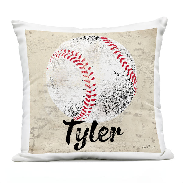 stupell industries Personalized "Distressed Baseball" Throw Pillow with Custom Name by Peter Horjus