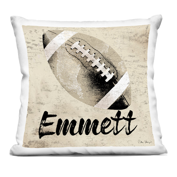 stupell industries Personalized "Distressed Football" Throw Pillow with Custom Name by Peter Horjus