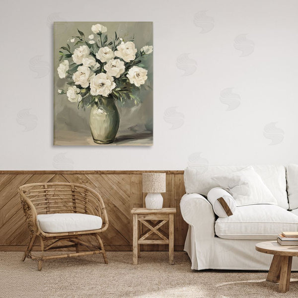 Stupell Industries Petal Prints Design | Abstract White Rose Bouquet Wall Art