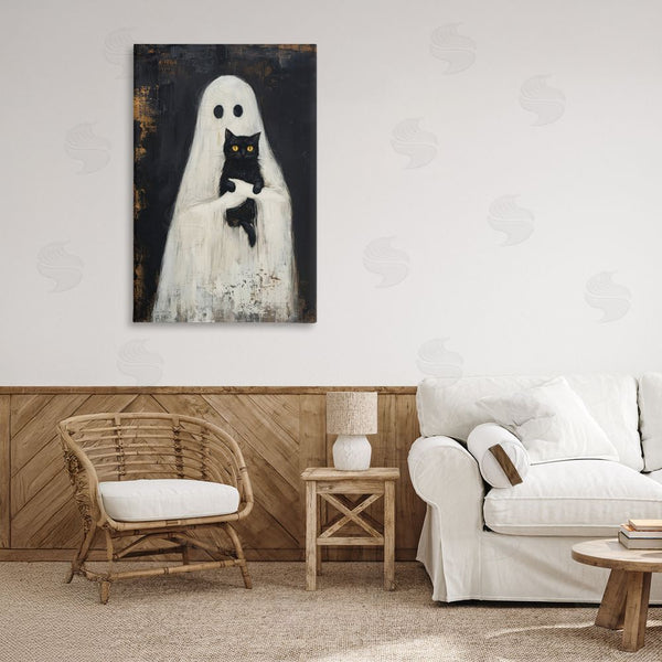 Stupell Industries Petal Prints Design | Black Kitty & Ghost Wall Art