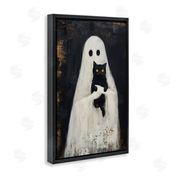 Stupell Industries Petal Prints Design | Black Kitty & Ghost Wall Art