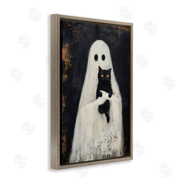 Stupell Industries Petal Prints Design | Black Kitty & Ghost Wall Art