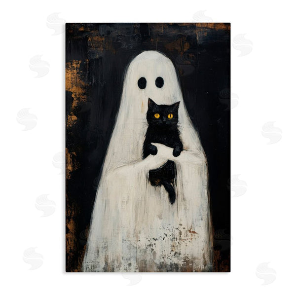 stupell industries Petal Prints Design | Black Kitty & Ghost Wall Art
