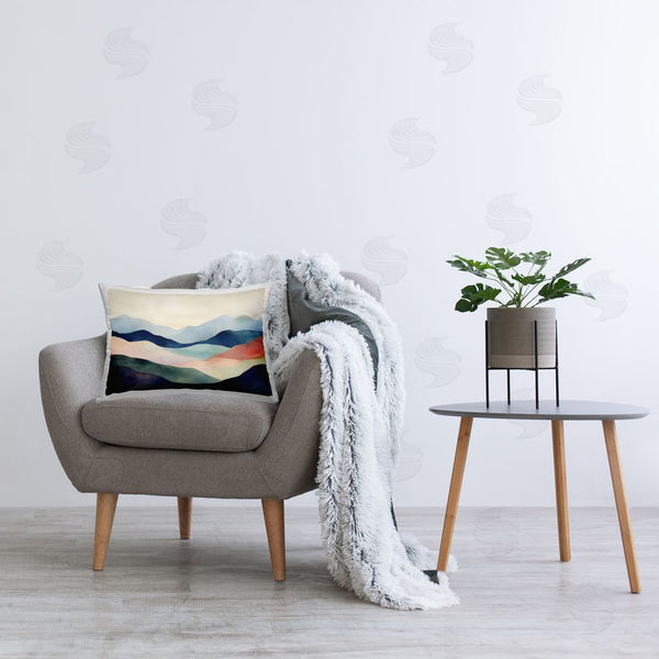 Stupell Industries Petal Prints Design | Blue Abstract Mountain Landscape Printed Throw Pillow