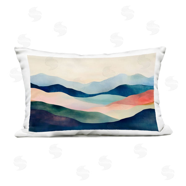 Stupell Industries Petal Prints Design | Blue Abstract Mountain Landscape Printed Throw Pillow