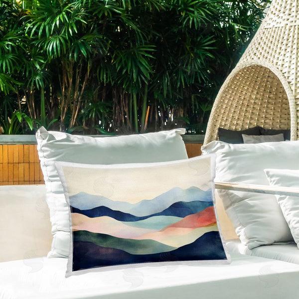 Stupell Industries Petal Prints Design | Blue Abstract Mountain Landscape Printed Throw Pillow