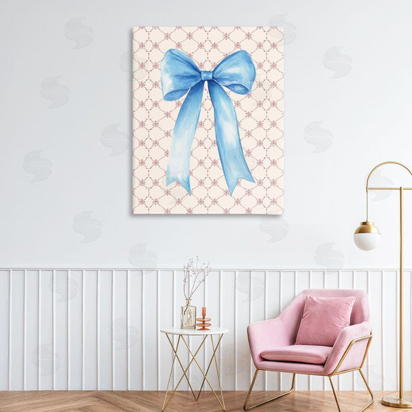 Stupell Industries Petal Prints Design | Blue Bow On Rose Quilt Pattern Wall Art