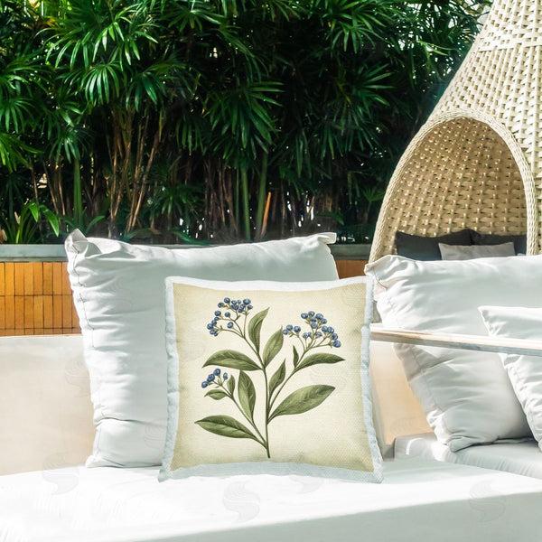 Stupell Industries Petal Prints Design | Blue Buds Botanical Printed Throw Pillow