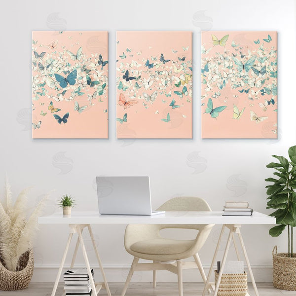 Stupell Industries Petal Prints Design | Blush Butterfly Soiree Triptych Wall Art