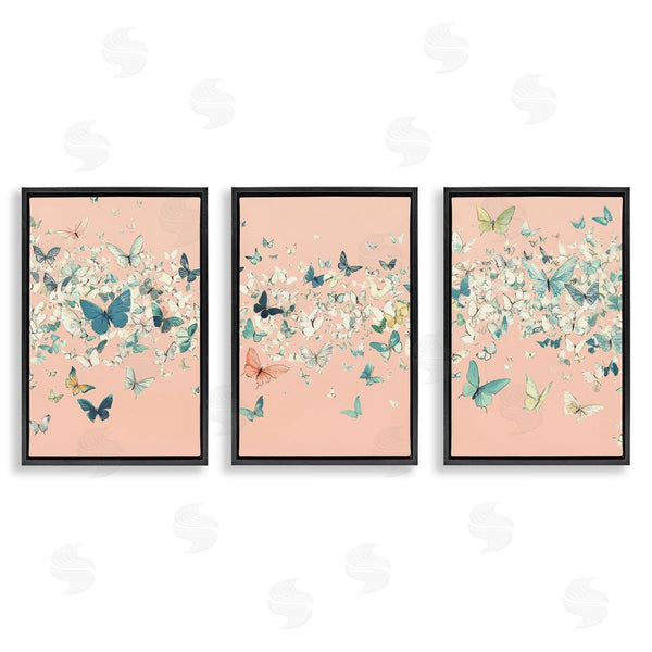 Stupell Industries Petal Prints Design | Blush Butterfly Soiree Triptych Wall Art