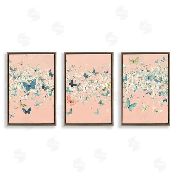 Stupell Industries Petal Prints Design | Blush Butterfly Soiree Triptych Wall Art