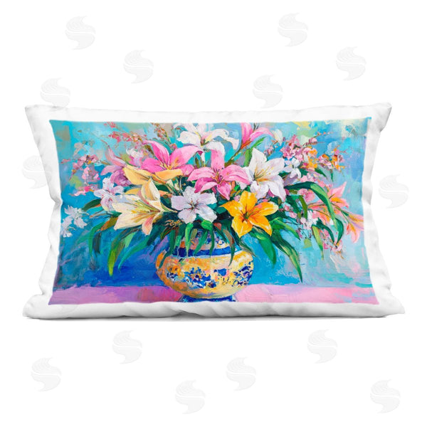 stupell industries Petal Prints Design | Bold Lilies over Blue Printed Throw Pillow