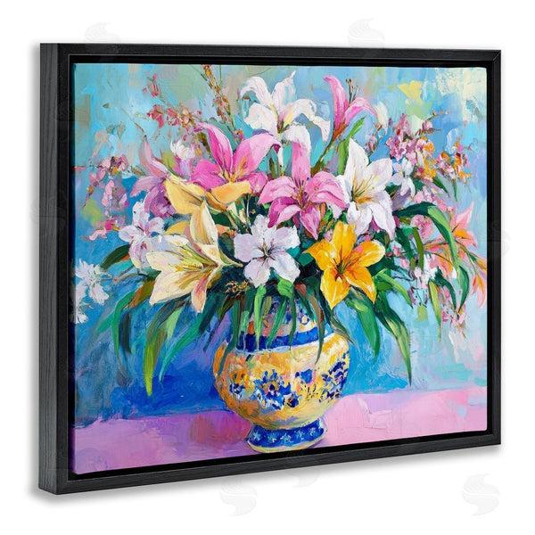 Stupell Industries Petal Prints Design | Bold Lilies Over Blue Wall Art