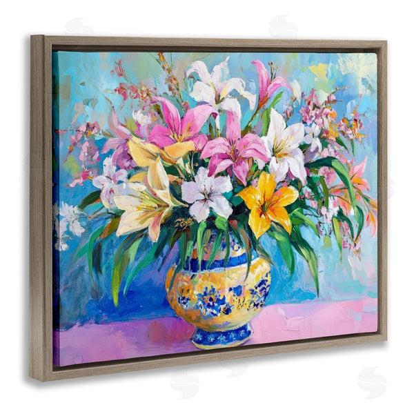 Stupell Industries Petal Prints Design | Bold Lilies Over Blue Wall Art