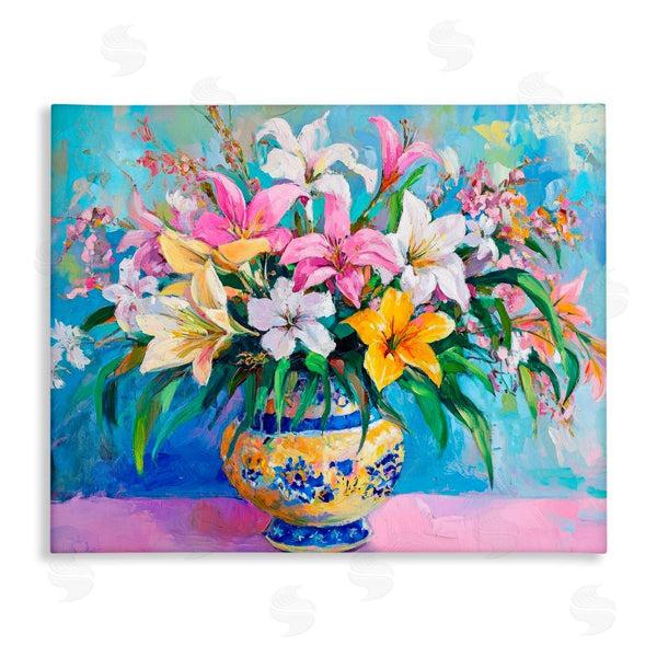 stupell industries Petal Prints Design | Bold Lilies over Blue Wall Art