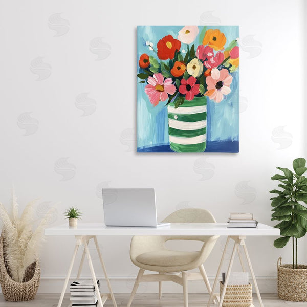Stupell Industries Petal Prints Design | Bouquet In Green Striped Vase Wall Art