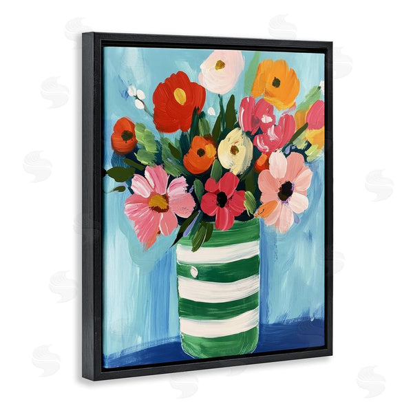 Stupell Industries Petal Prints Design | Bouquet In Green Striped Vase Wall Art