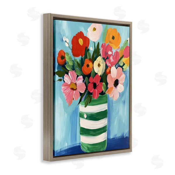 Stupell Industries Petal Prints Design | Bouquet In Green Striped Vase Wall Art