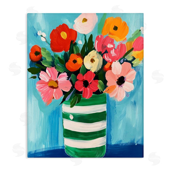 stupell industries Petal Prints Design | Bouquet in Green Striped Vase Wall Art