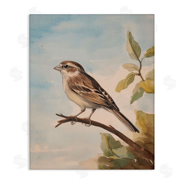 stupell industries Petal Prints Design | Brown Bird Perched on Branch Wall Art