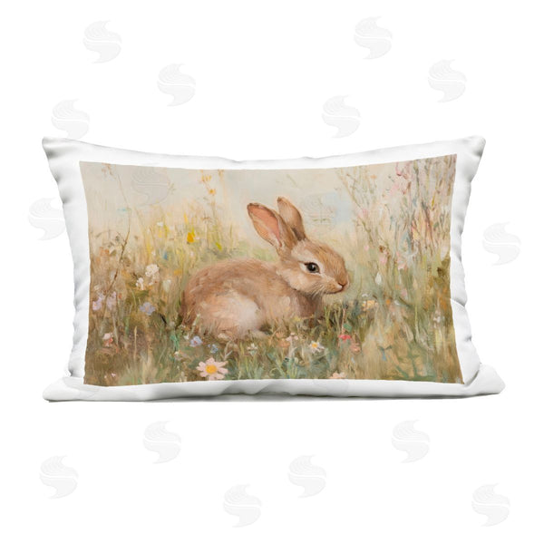 Stupell Industries Petal Prints Design | Brown Bunny In Flower Meadow Printed Throw Pillow
