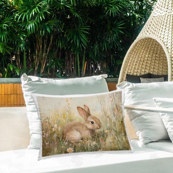 Stupell Industries Petal Prints Design | Brown Bunny In Flower Meadow Printed Throw Pillow
