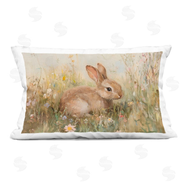 stupell industries Petal Prints Design | Brown Bunny in Flower Meadow Printed Throw Pillow