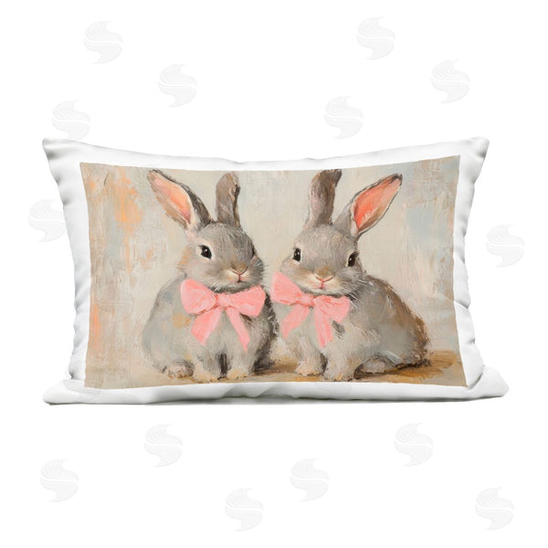 Stupell Industries Petal Prints Design | Bunnies In Pink Bows Printed Throw Pillow