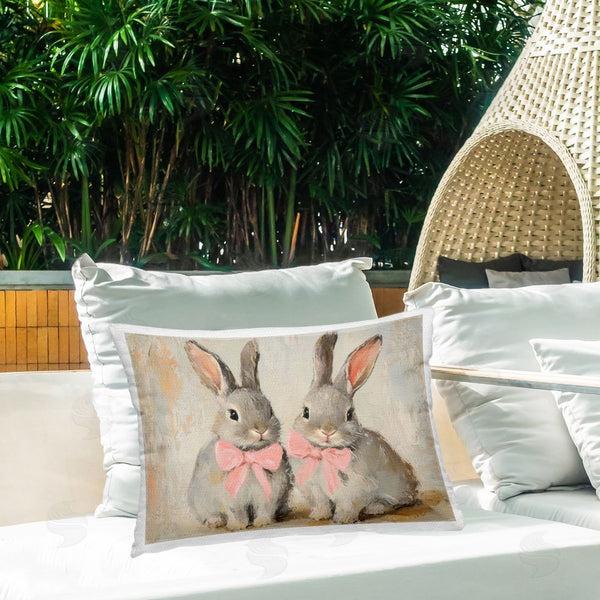 Stupell Industries Petal Prints Design | Bunnies In Pink Bows Printed Throw Pillow