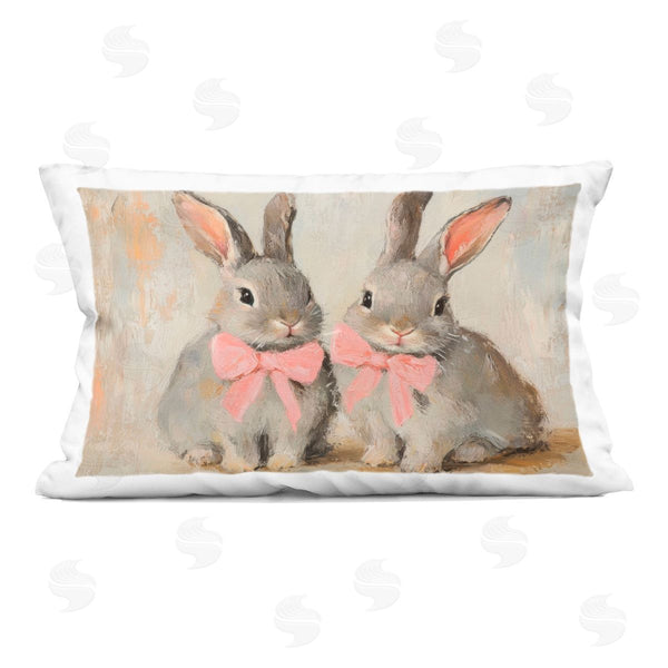stupell industries Petal Prints Design | Bunnies in Pink Bows Printed Throw Pillow
