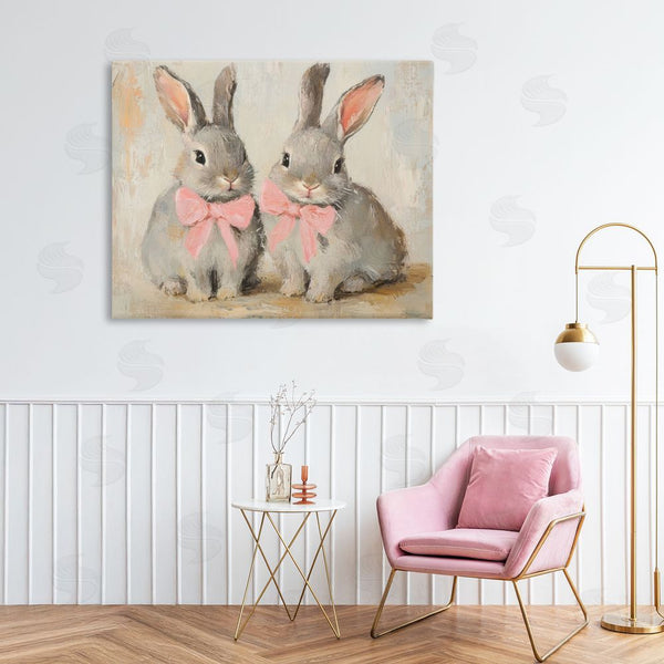 Stupell Industries Petal Prints Design | Bunnies In Pink Bows Wall Art