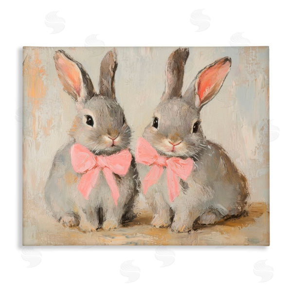 stupell industries Petal Prints Design | Bunnies in Pink Bows Wall Art