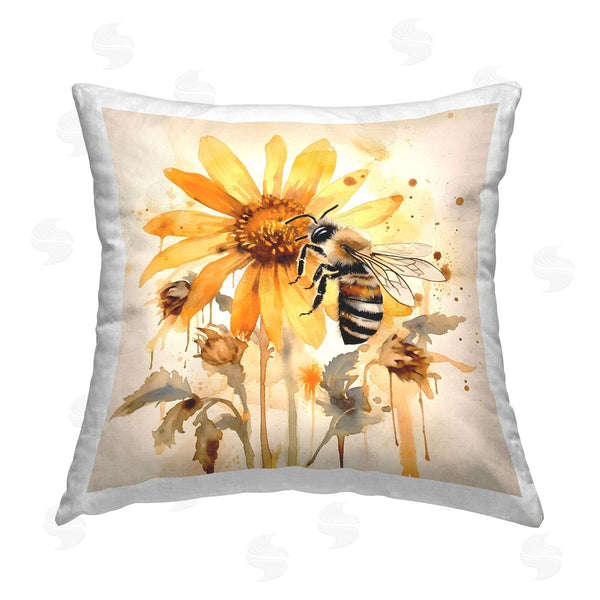 stupell industries Petal Prints Design | Busy Bee with Flower Printed Throw Pillow