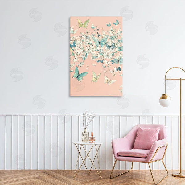 Stupell Industries Petal Prints Design | Butterfly Cluster Over Pink Wall Art