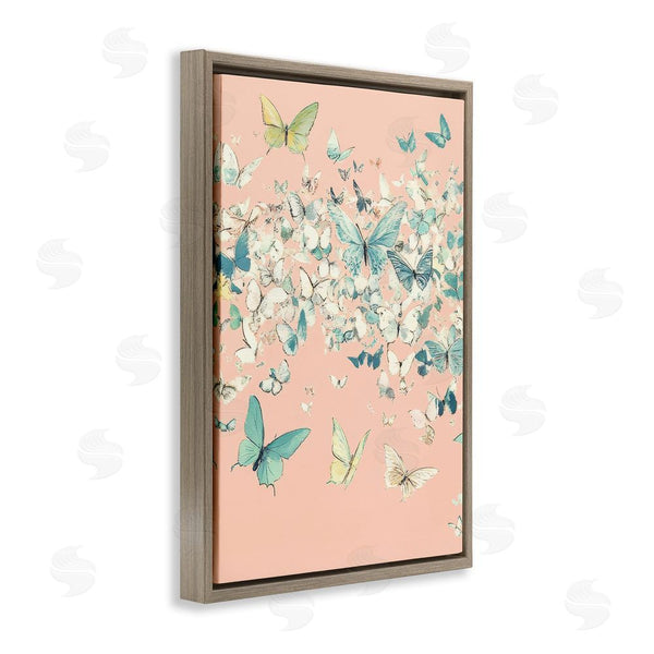 Stupell Industries Petal Prints Design | Butterfly Cluster Over Pink Wall Art