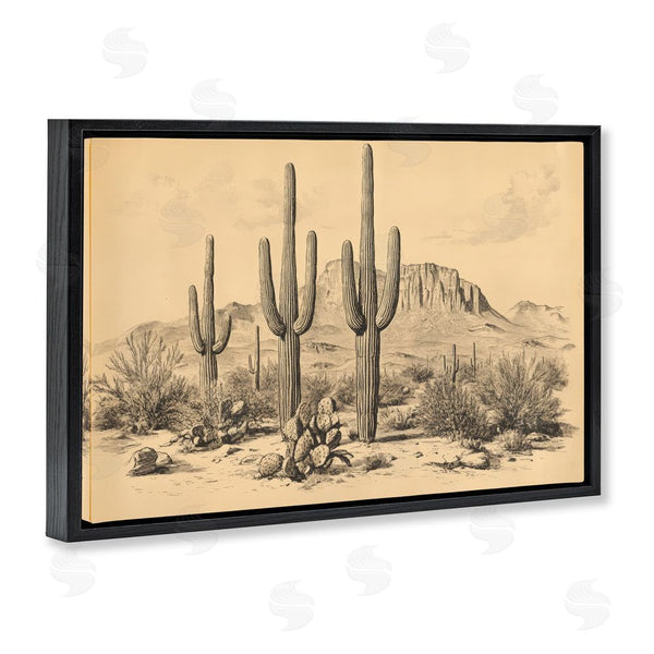 Stupell Industries Petal Prints Design | Cactus Desert Vintage Landscape Wall Art