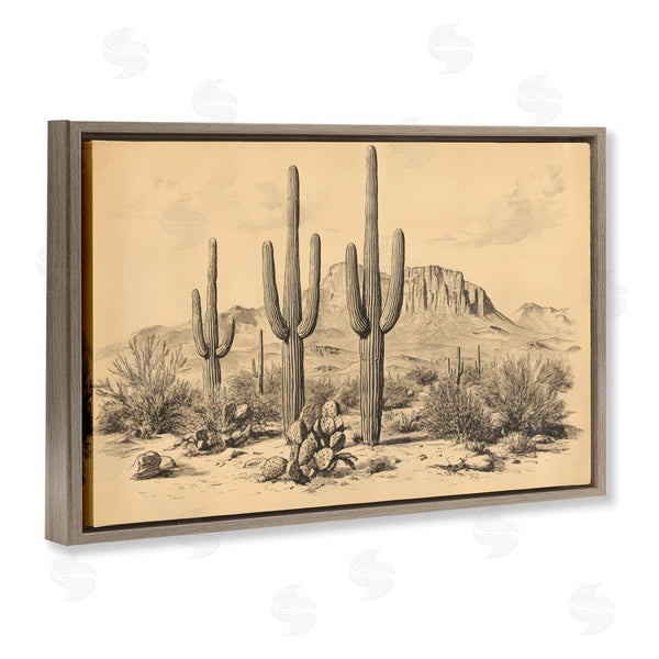 Stupell Industries Petal Prints Design | Cactus Desert Vintage Landscape Wall Art