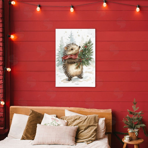Stupell Industries Petal Prints Design | Christmas Hedgehog & Pine Wall Art