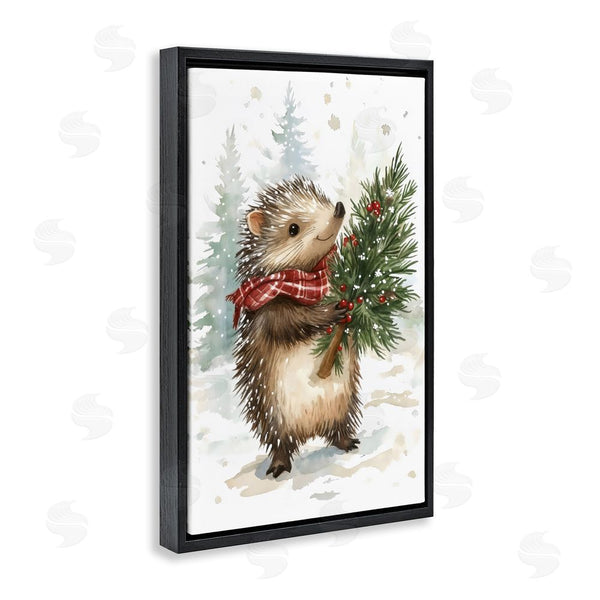 Stupell Industries Petal Prints Design | Christmas Hedgehog & Pine Wall Art