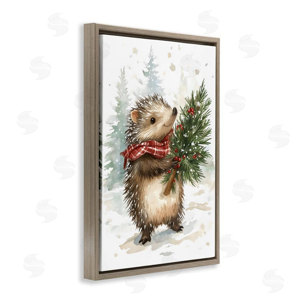 Stupell Industries Petal Prints Design | Christmas Hedgehog & Pine Wall Art