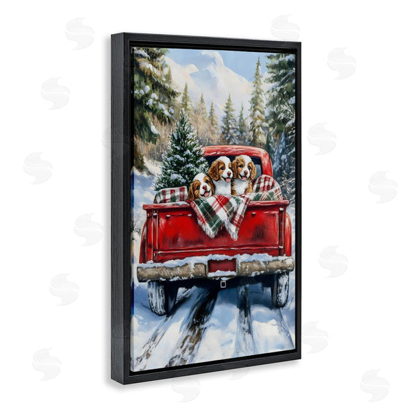 Stupell Industries Petal Prints Design | Christmas Truck Pups Trio Wall Art
