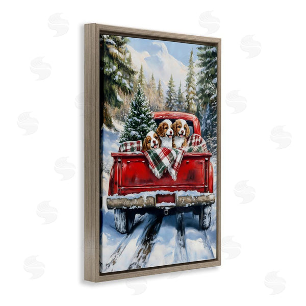 Stupell Industries Petal Prints Design | Christmas Truck Pups Trio Wall Art