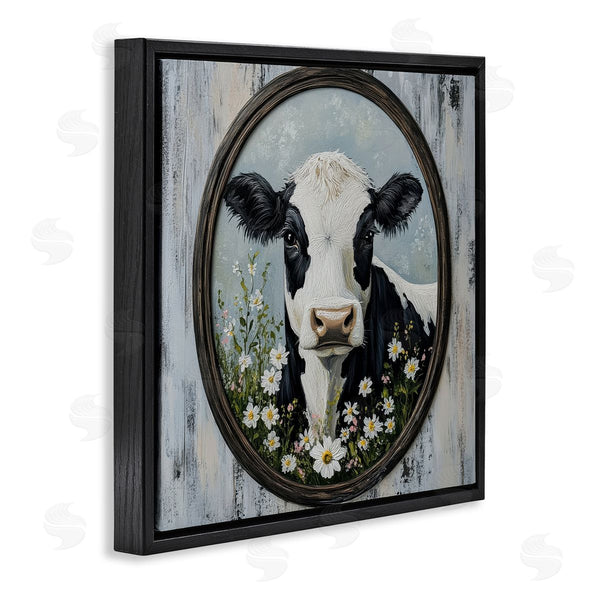 Stupell Industries Petal Prints Design | Classic Cow & Daisy Portrait