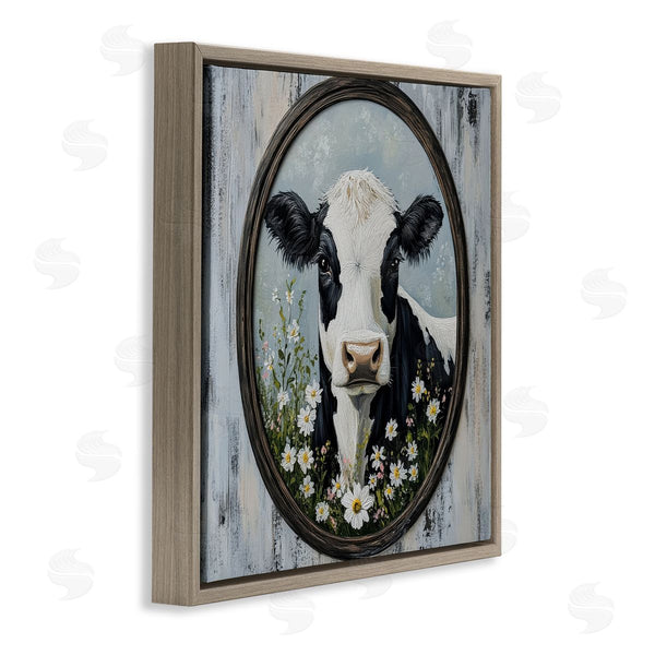 Stupell Industries Petal Prints Design | Classic Cow & Daisy Portrait